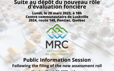 Séance d&rsquo;information publique suite au dépôt du nouveau rôle d&rsquo;évaluation foncière.